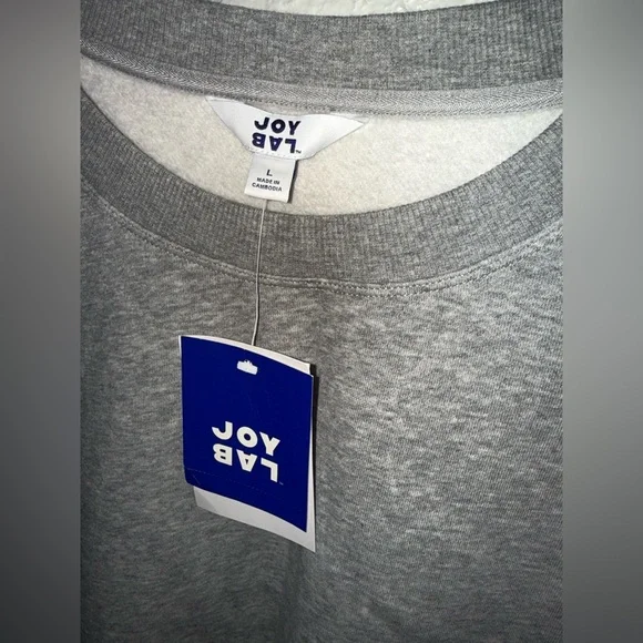 NWT JOYLAB Women's Fleece Cropped Crewneck  Sweatshirt Heathered Gray S L XL XXL - Picture 3 of 9